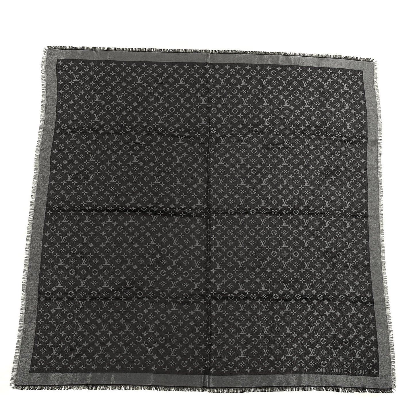 Silk Lurex Wool Monogram Shine Shawl Black