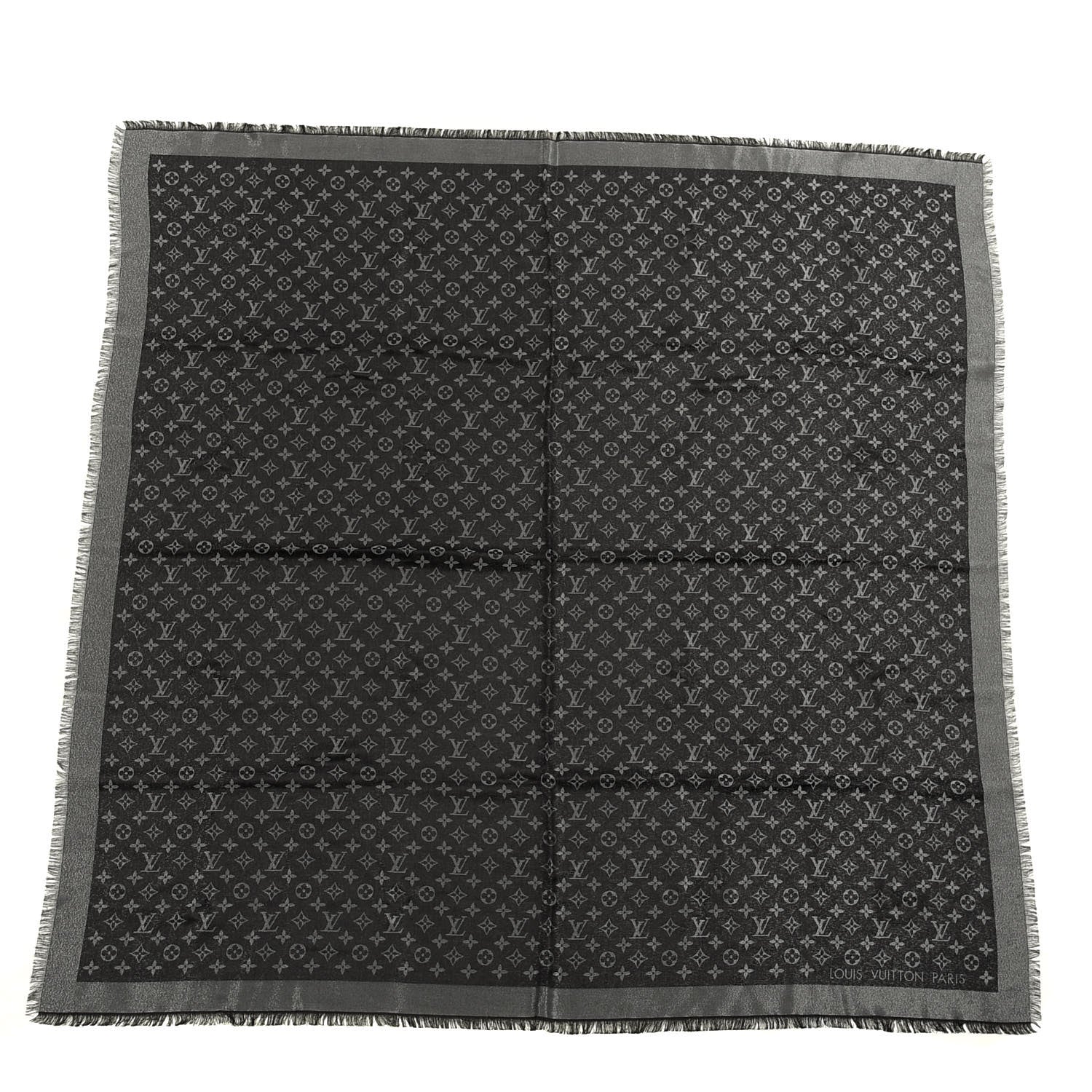 Louis Vuitton Silk Lurex Wool Monogram Shine Shawl Black 1 of 3