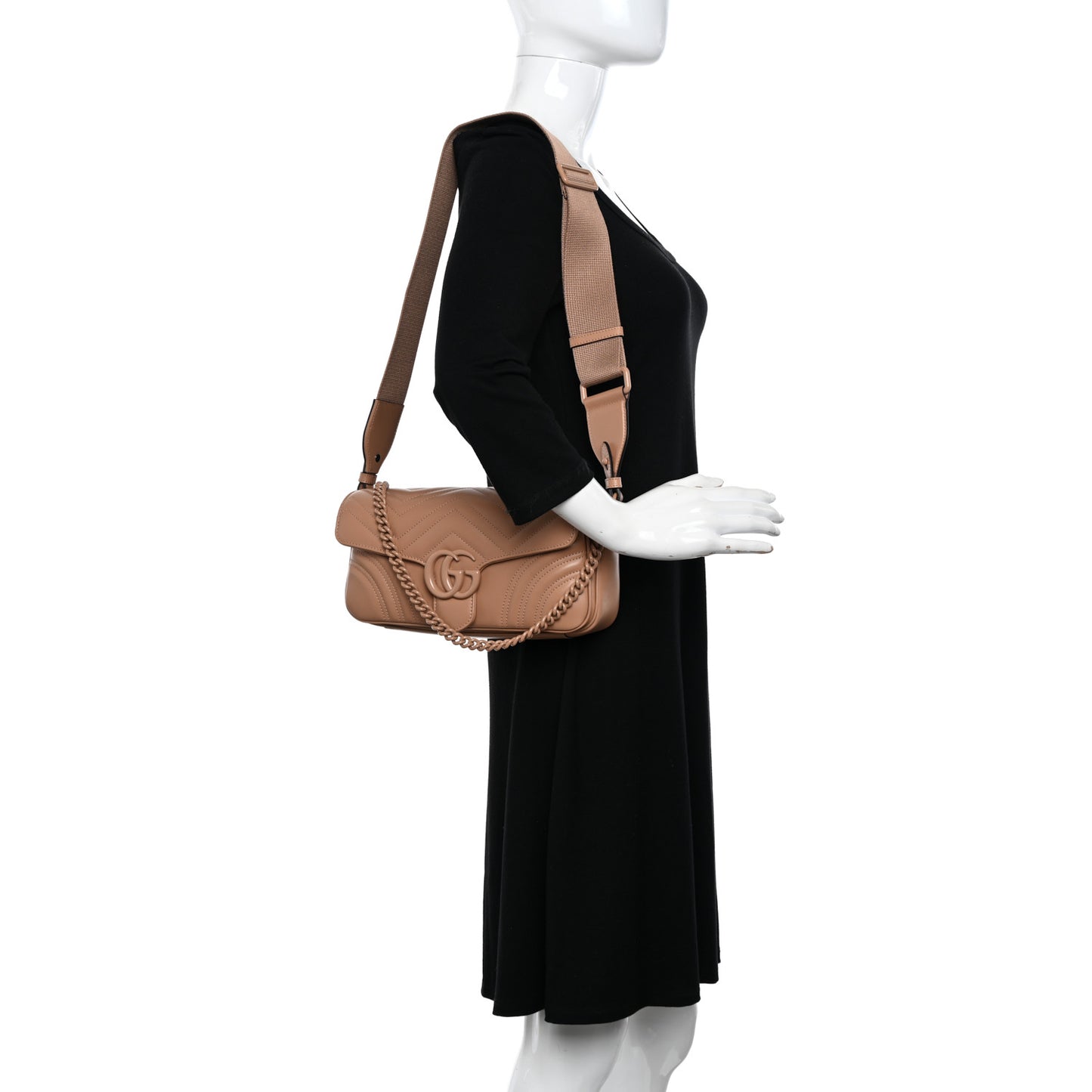Calfskin Matelasse Monochrome GG Marmont Crossbody Shoulder Bag Camelia Winter Rose