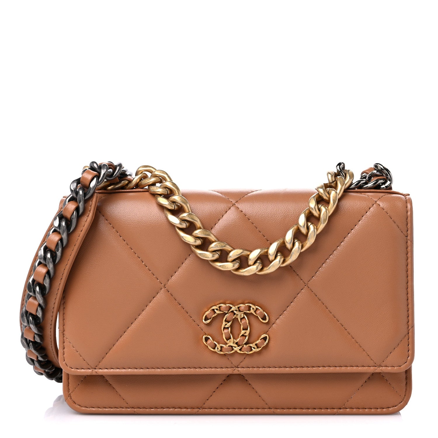 Chanel Lambskin Quilted Chanel 19 Wallet On Chain WOC Brown 1 of 11