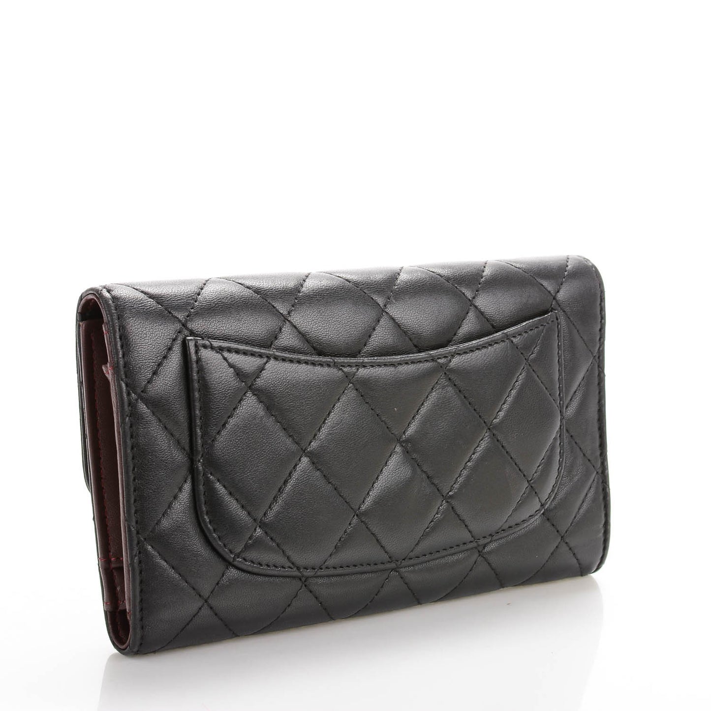 Lambskin Quilted Large Flap Wallet Black