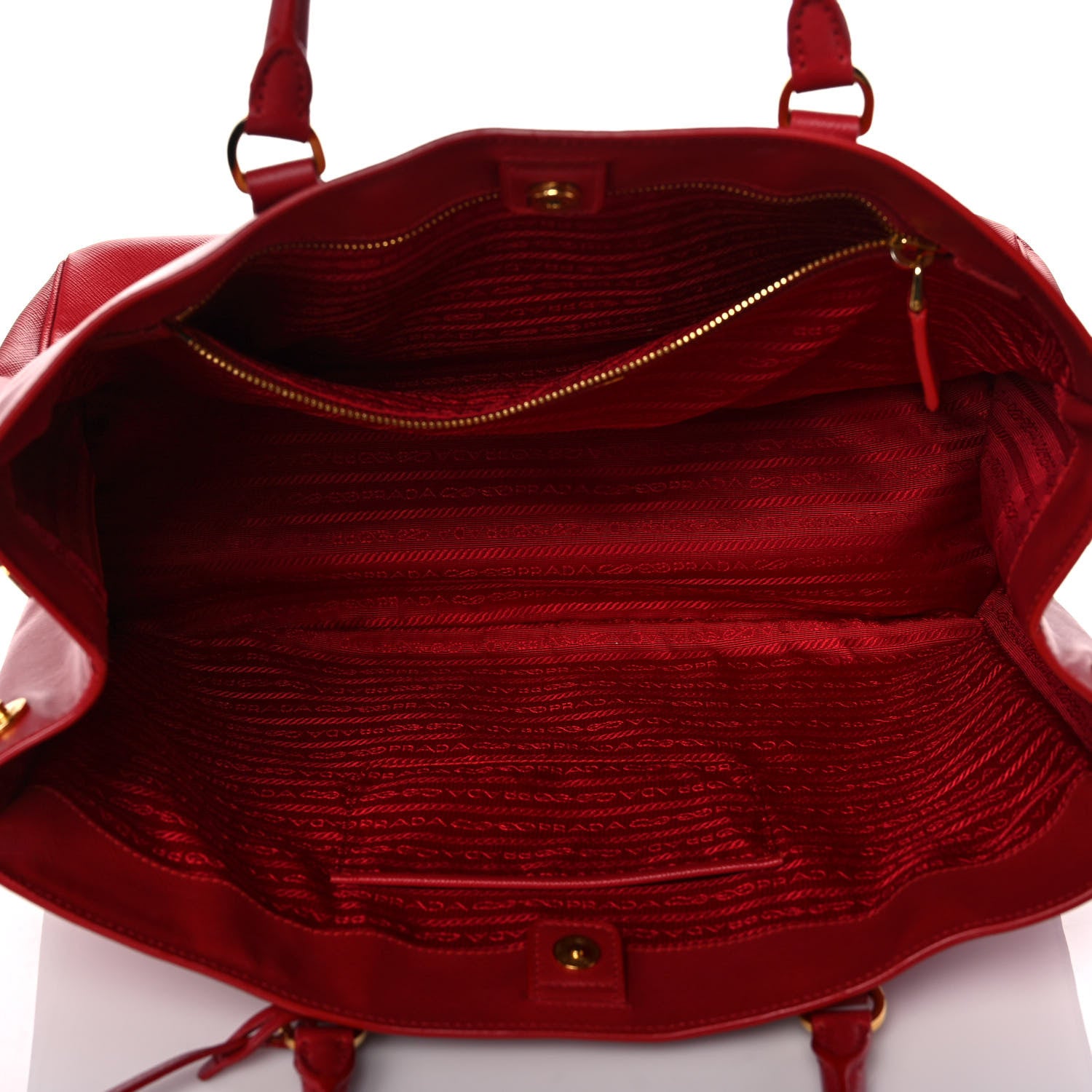 Prada Saffiano Lux Large Tote Fuoco 4 of 9