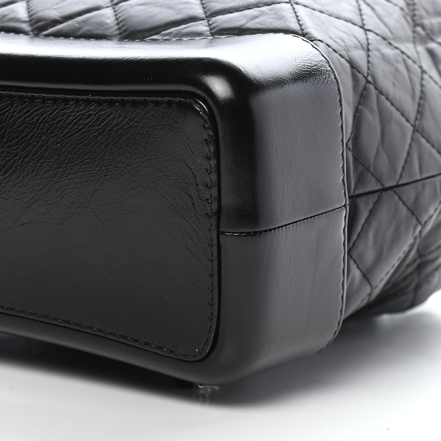 Aged Calfskin Quilted Gabrielle Backpack Black