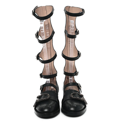 Gucci Calfskin Queercore Brogue Knee High Boots 39.5 Black 2 of 10