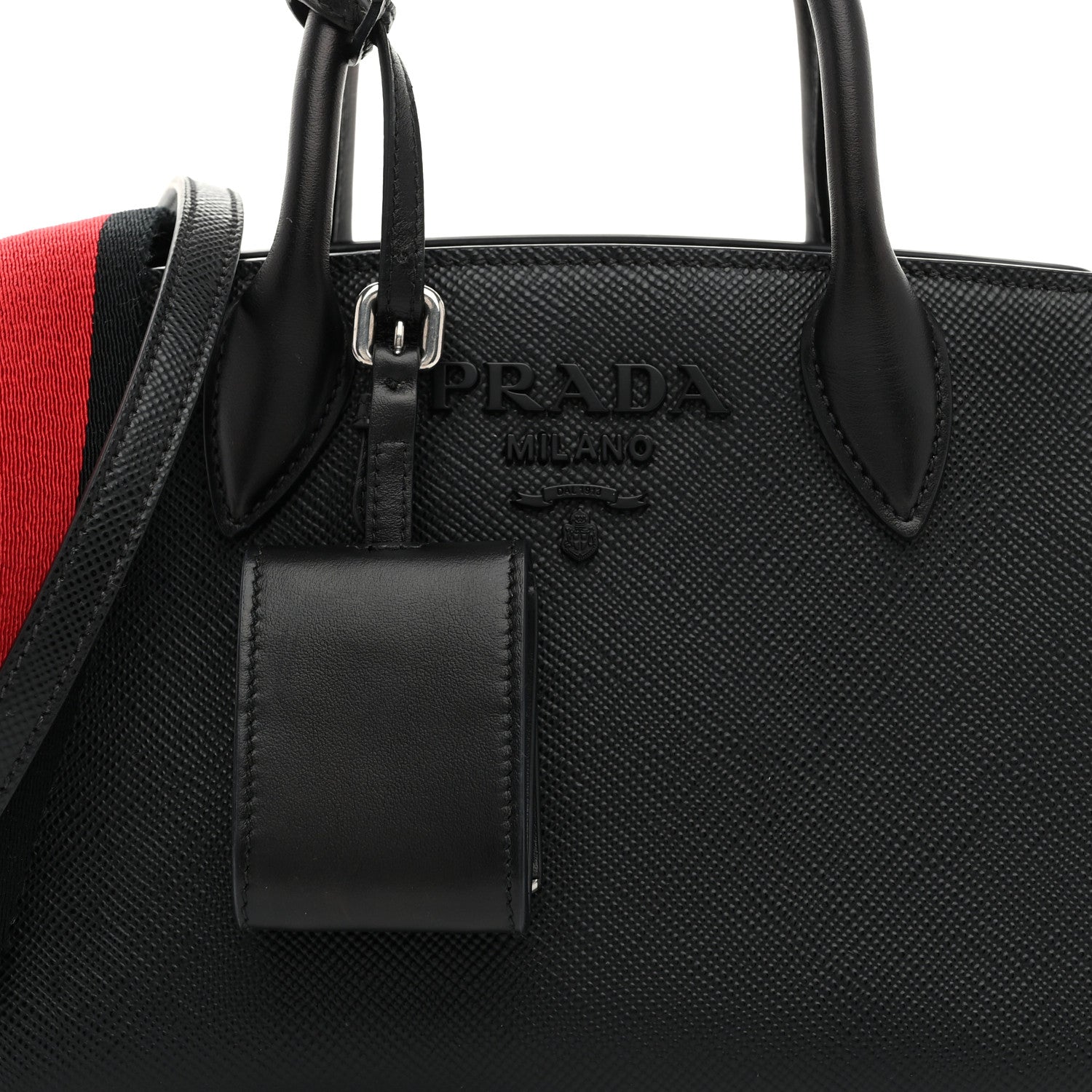 Prada Saffiano Cuir Calfskin Mini Monochrome Top Handle Tote Black 8 of 10