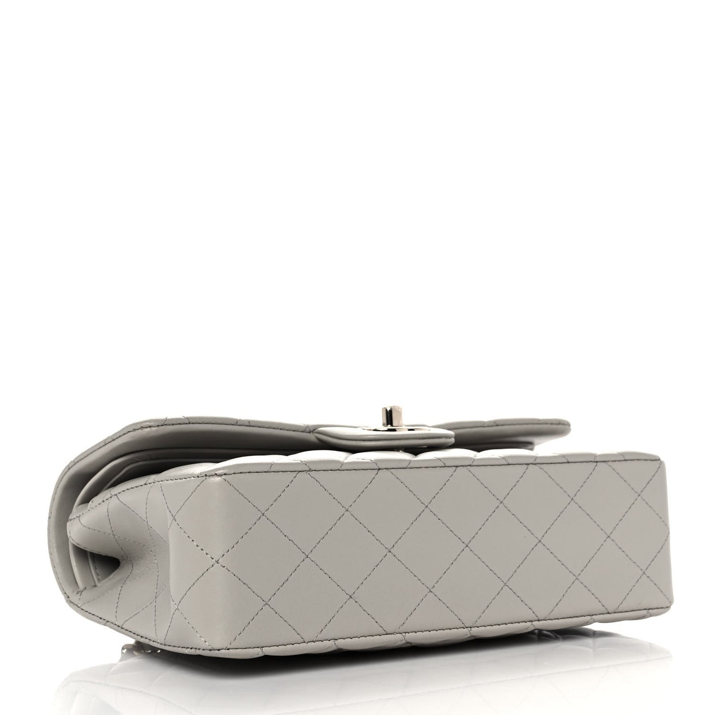 Lambskin Quilted Small Double Flap Grey