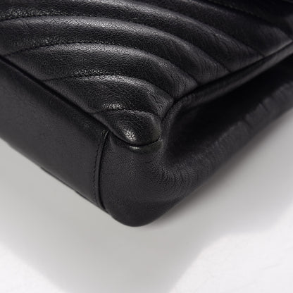 Saint Laurent Sheepskin Matelasse Chevron Monogram Medium College Bag Black 13 of 16