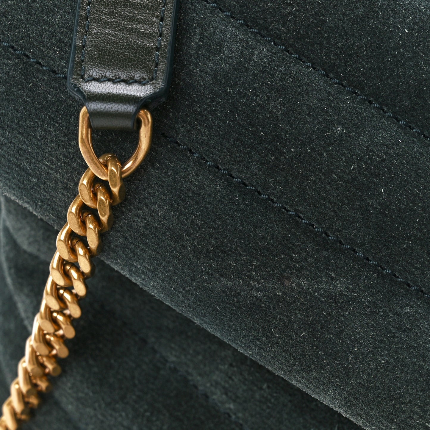 Suede Calfskin Y Quilted Monogram Small Loulou Chain Satchel Green