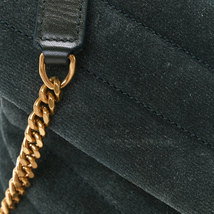 Saint Laurent Suede Calfskin Y Quilted Monogram Small Loulou Chain Satchel Green 12 of 12
