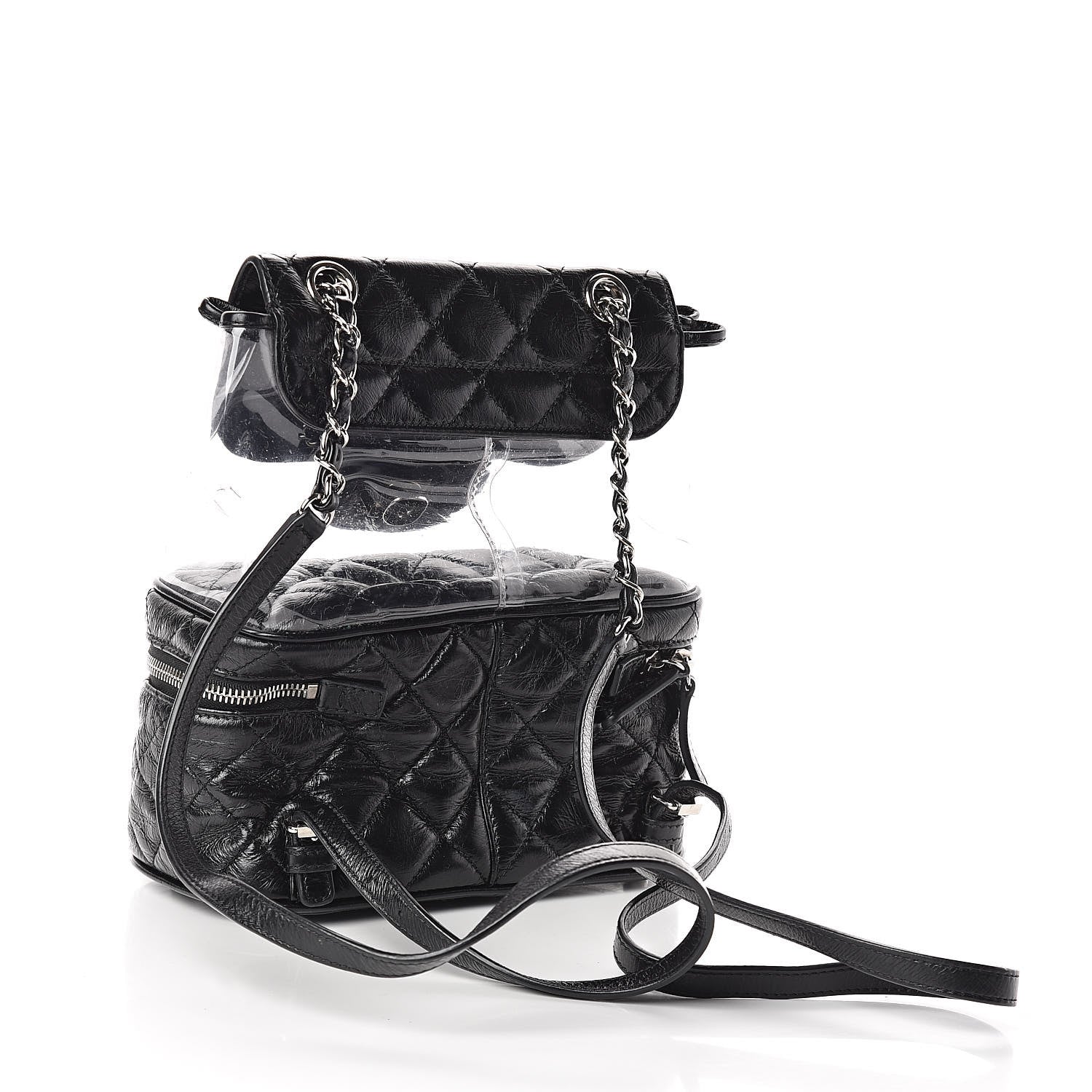 Chanel Crumpled Calfskin PVC Quilted Backpack Black 3 of 12