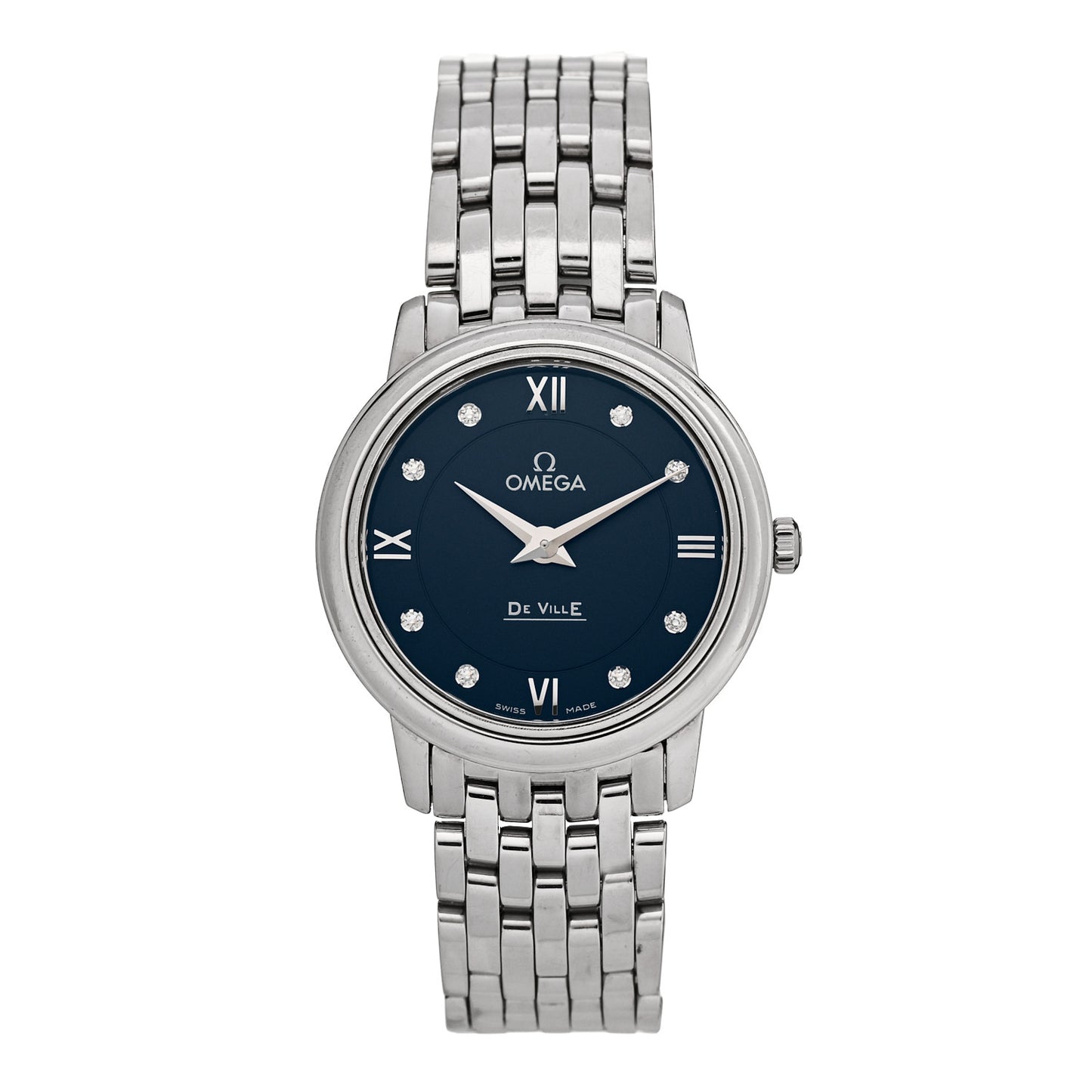 Stainless Steel Diamond 27mm De Ville Prestige Quartz Watch Blue 424.10.27.60.53.001