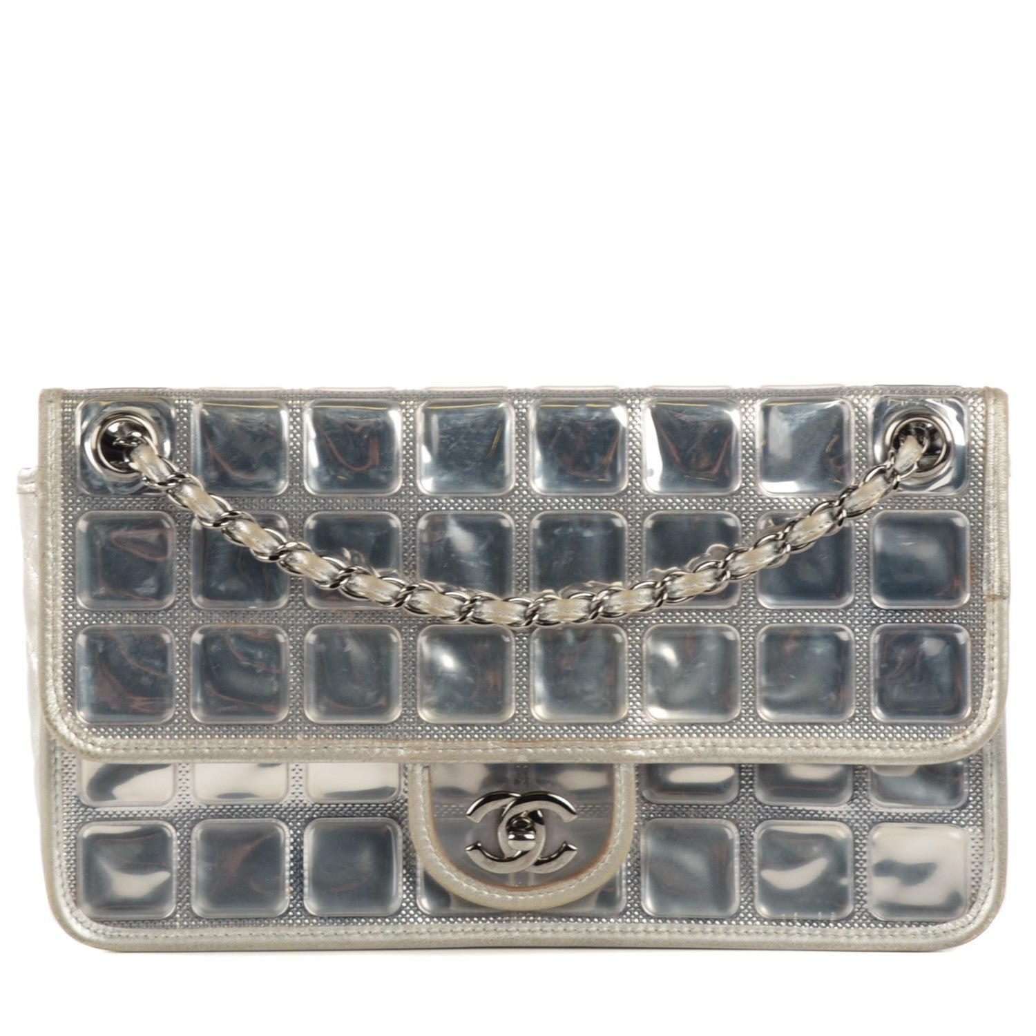 Chanel Vinyl Large Ice Cube Flap Silver 1 of 8