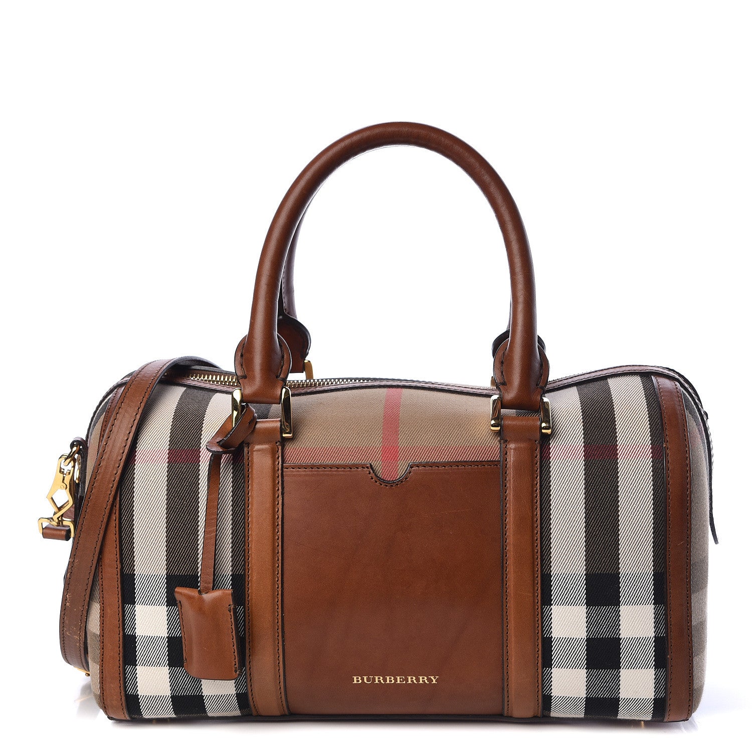 Burberry House Check Medium Alchester Bowling Bag Tan 1 of 23