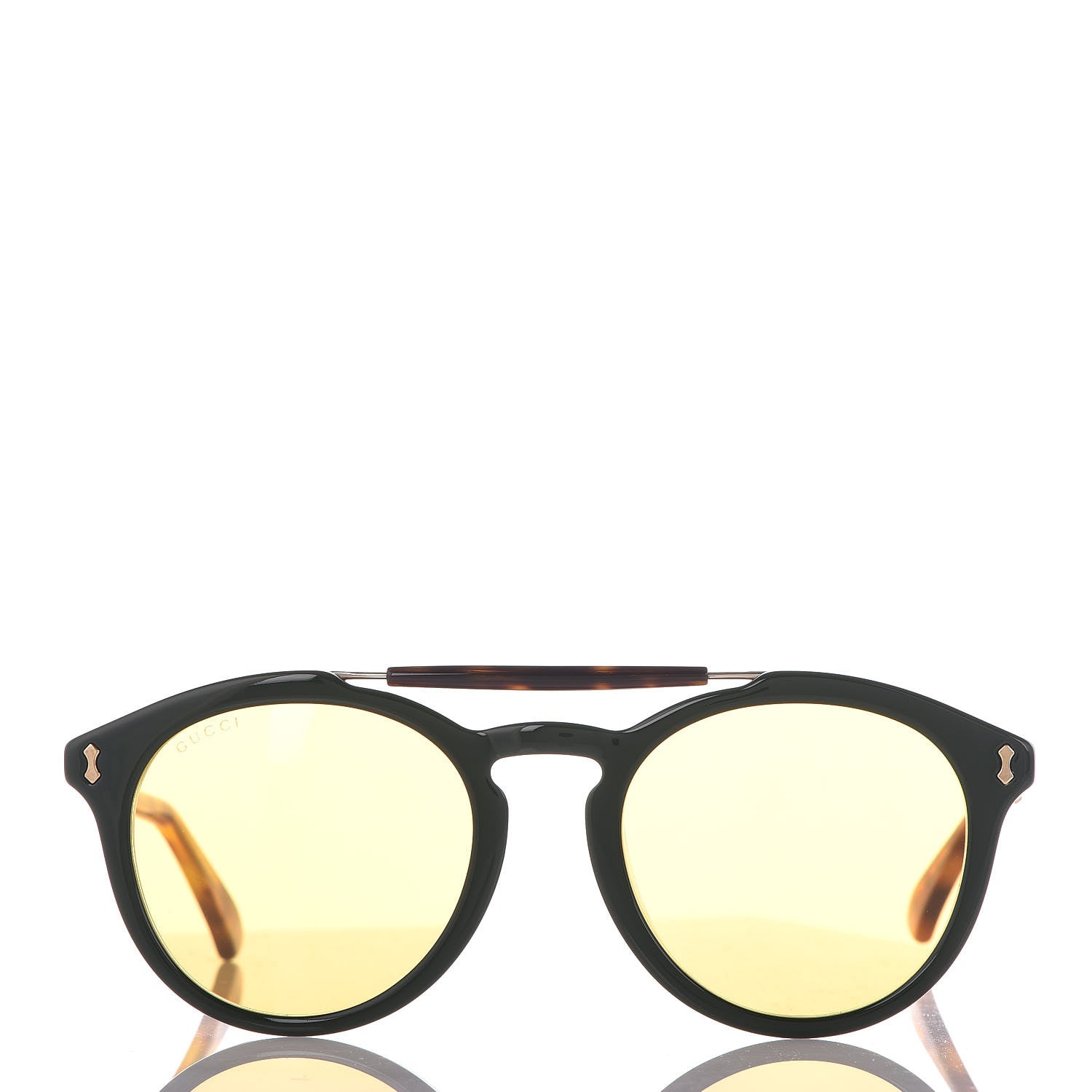 Gucci Acetate Vintage Round GG 0124SA Sunglasses Green Tortoise 3 of 9