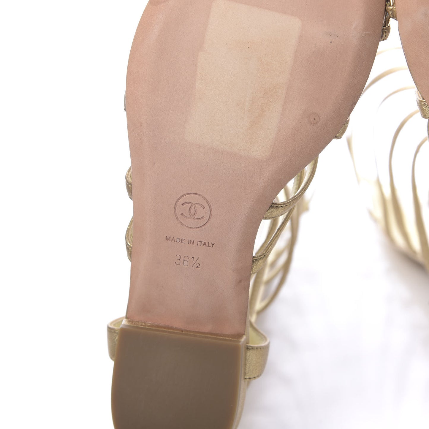 Metallic Lambskin Gripoix Gladiator Sandals 36.5 Gold