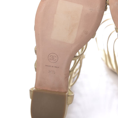 Chanel Metallic Lambskin Gripoix Gladiator Sandals 36.5 Gold 10 of 10