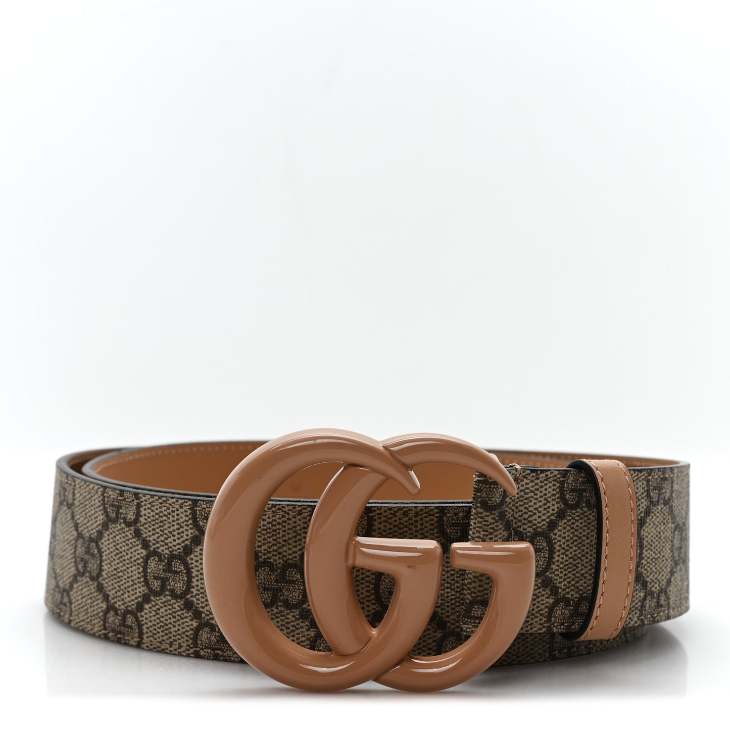GG Supreme Monogram Matte Plutone Calfskin Double G 40mm Belt 100 40 Beige Ebony Camelia