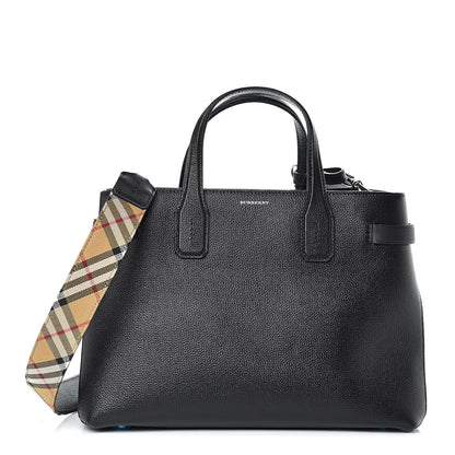 Burberry Derby Calfskin House Check Medium Banner Tote Black 1 of 14