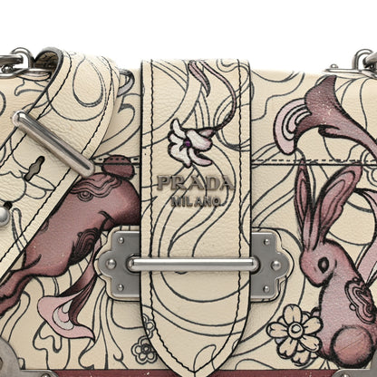 Prada X JAMES JEAN Glace Calfskin Rabbit Print Cahier Bag Opaline 8 of 12