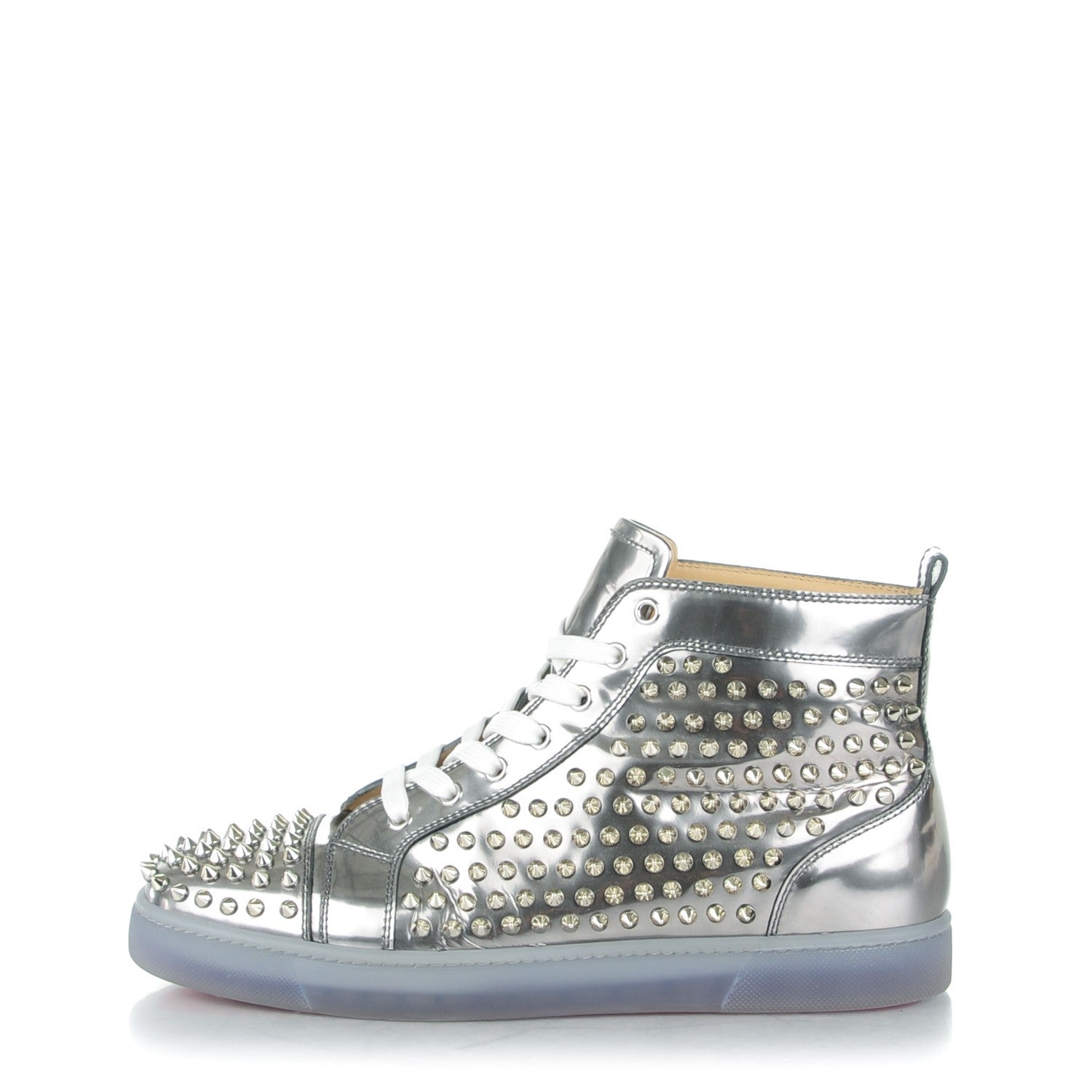 Christian Louboutin Specchio Louis Spikes Flat Mens Sneakers 43 Silver 1 of 8