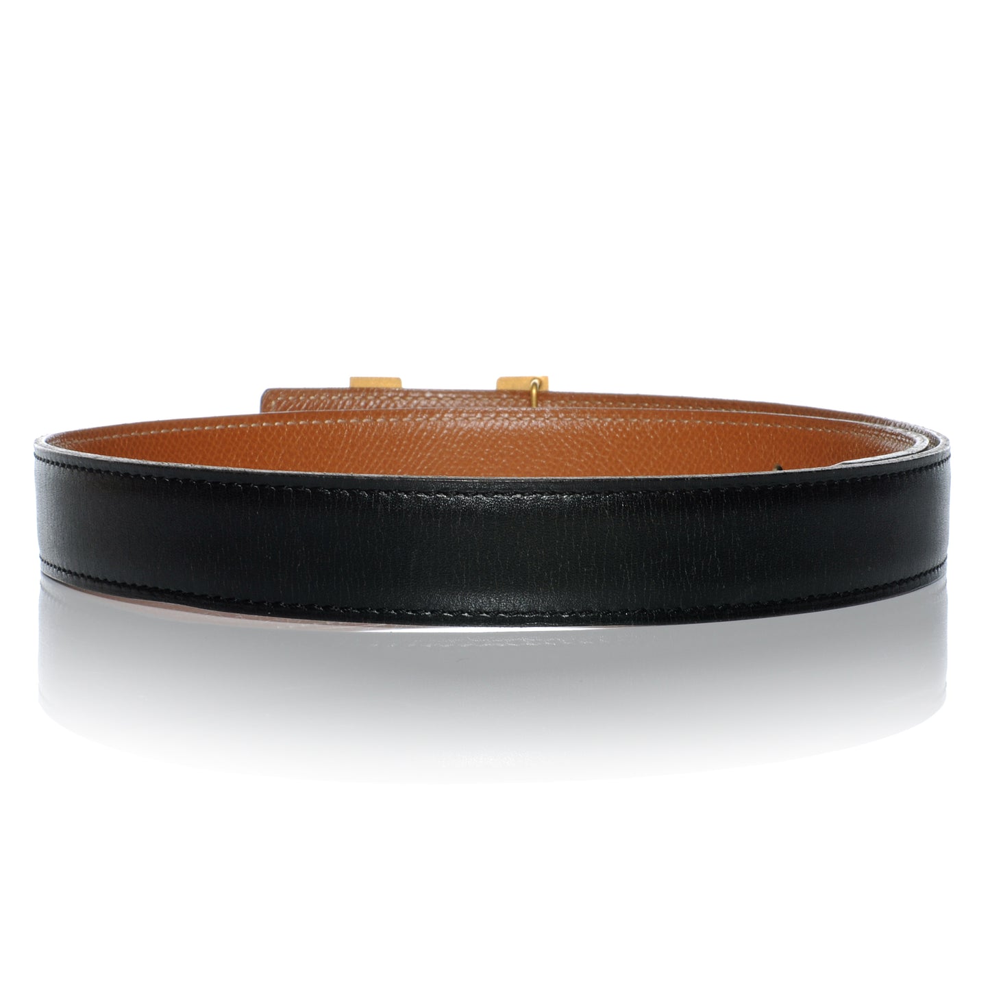 Box Courchevel Reversible Constance 24mm H Belt 65 Noir Gold