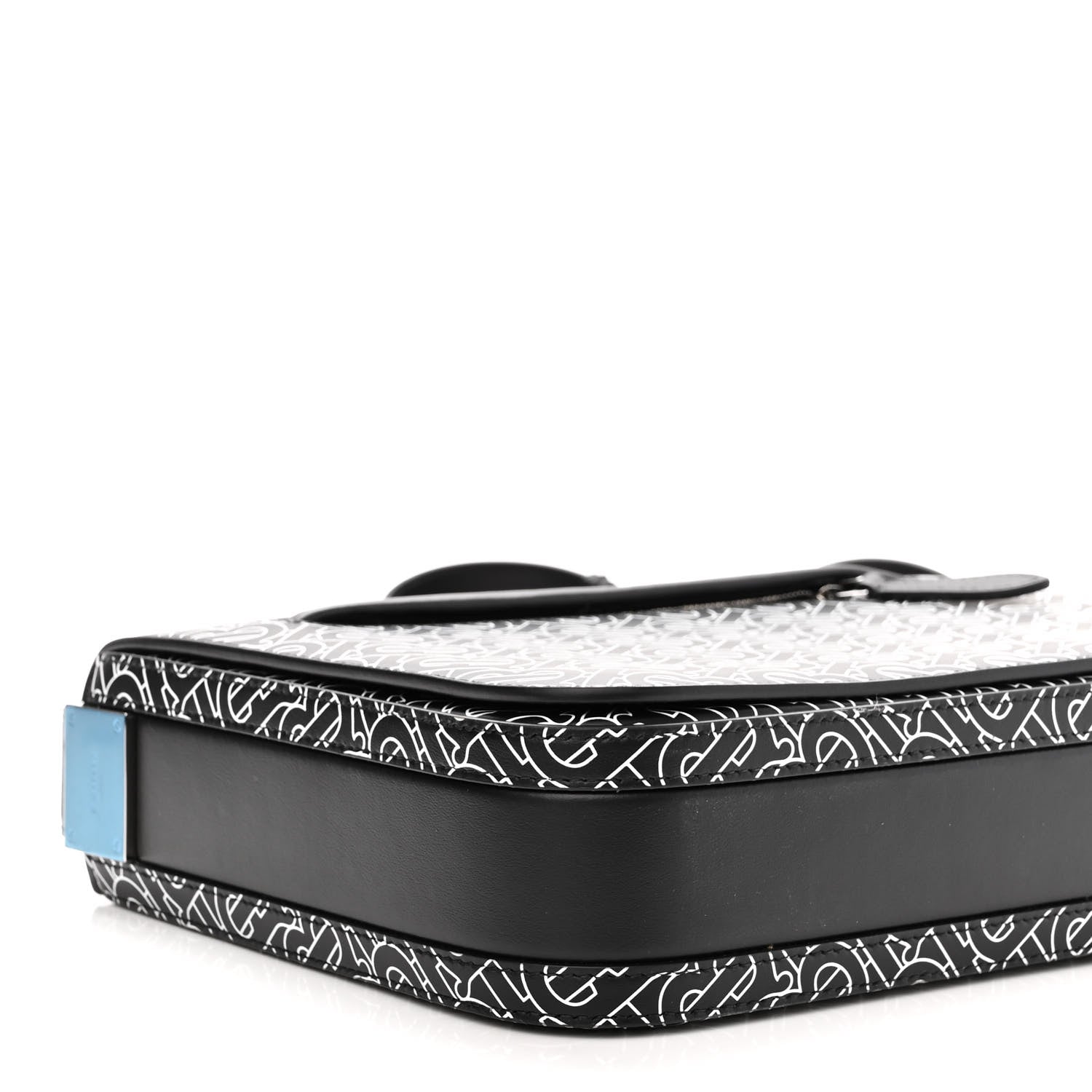 Burberry Calfskin Monogram TB Print Messenger Bag Black White 8 of 9