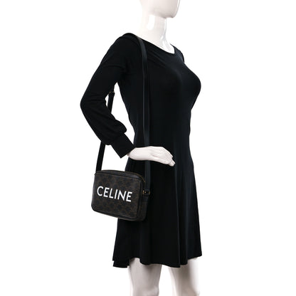 Celine Triomphe Canvas Medium Messenger Bag Black 2 of 9