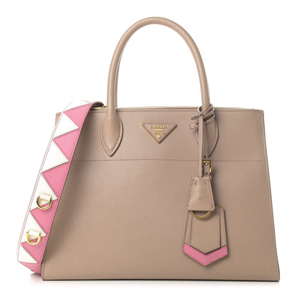 Prada Saffiano City Calfskin Greche Medium Paradigme Bag Cammeo Begonia 1 of 6