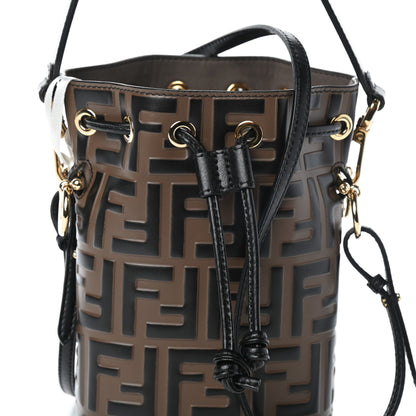 Fendi Vitello Liberty F is Fendi Bi-Color FF 1974 Embossed Mini Mon Tresor Bucket Bag Maya Black 7 of 9