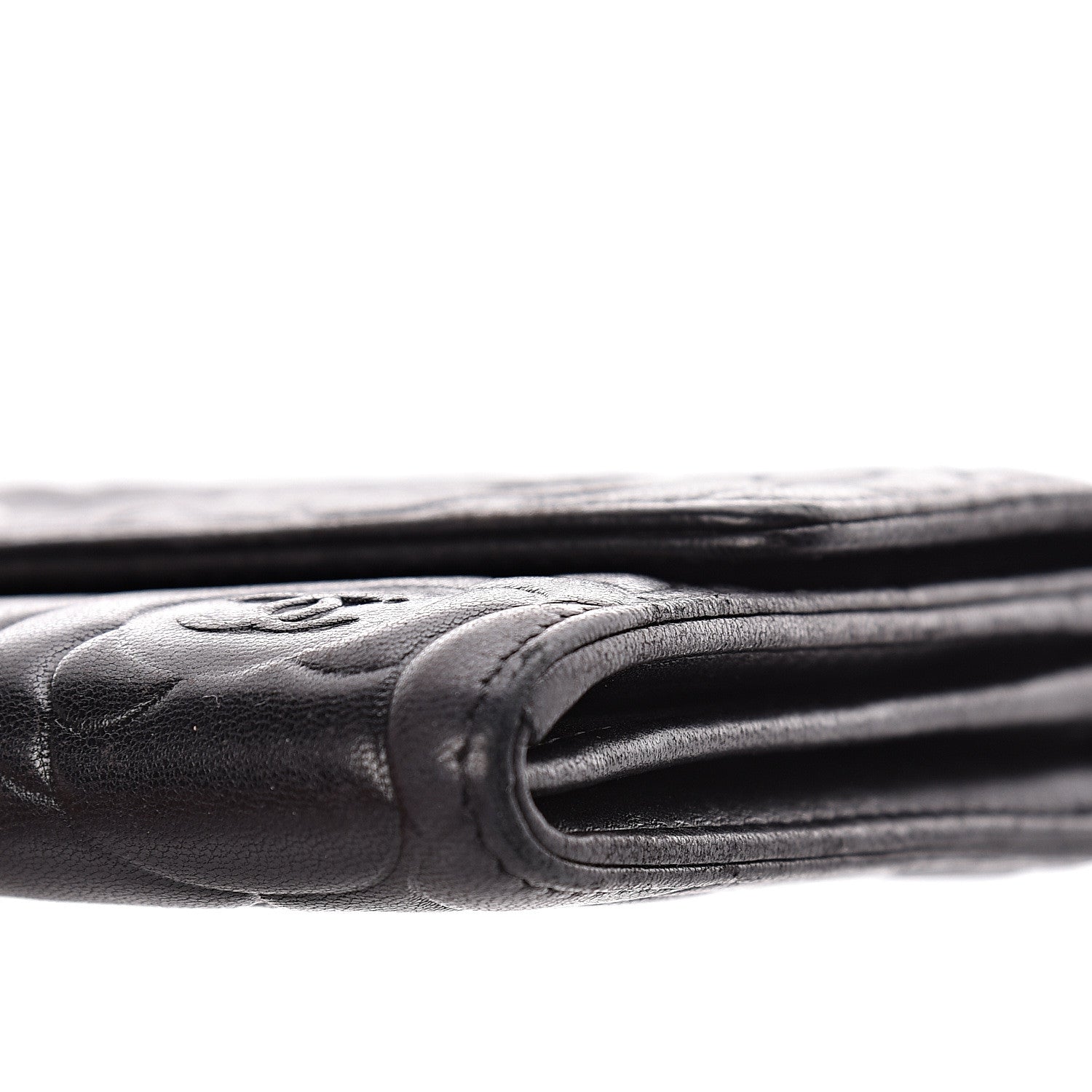 Chanel Lambskin Embossed Camellia Large Gusset Flap Wallet Black 11 of 14