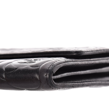 Chanel Lambskin Embossed Camellia Large Gusset Flap Wallet Black 11 of 14