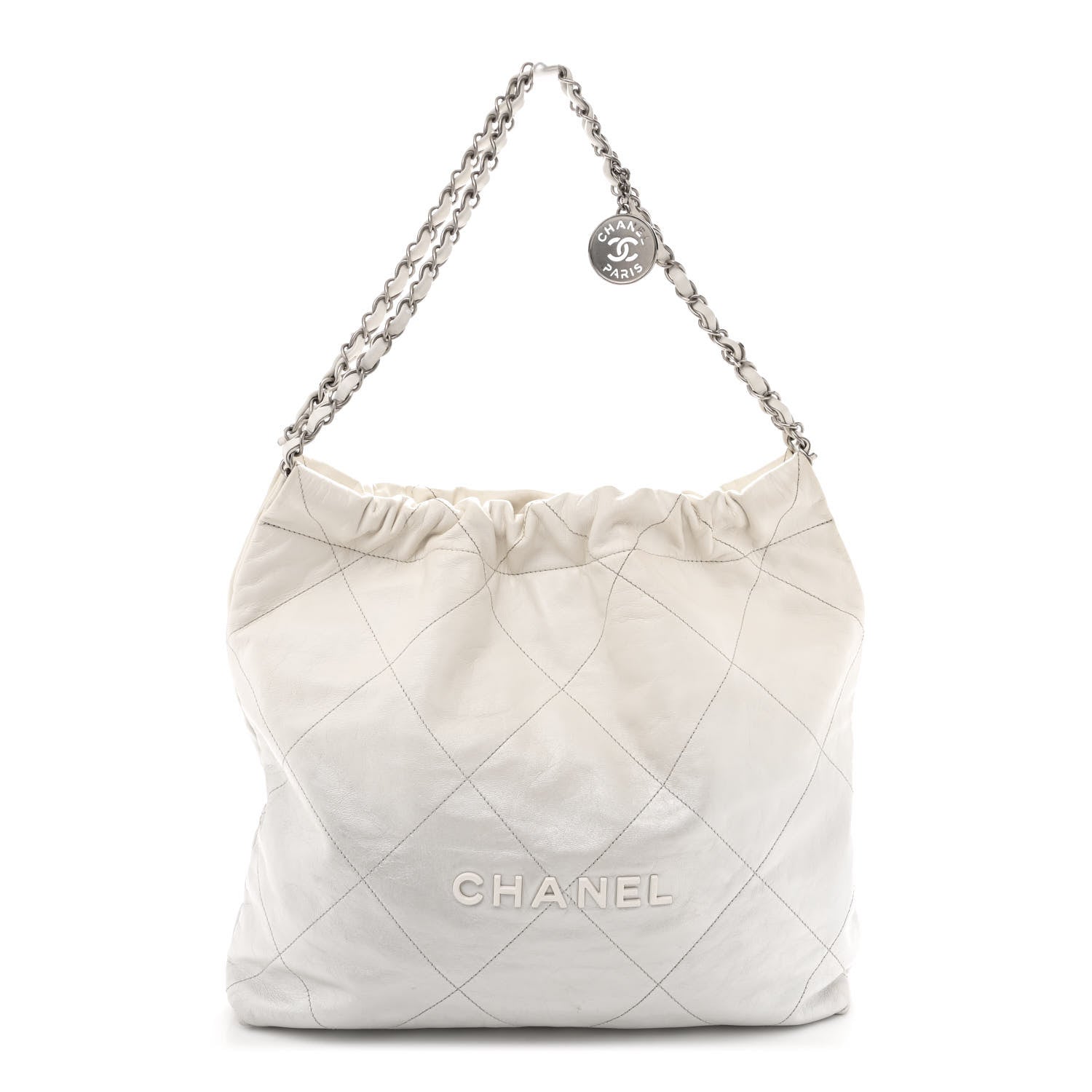 Chanel Metallic Shaded Calfskin Quilted Chanel 22 White Silver 1 of 12