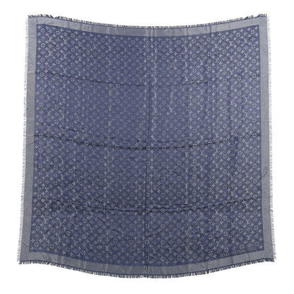 Louis Vuitton Silk Lurex Wool Monogram Shine Shawl Bleu Nuit 1 of 3