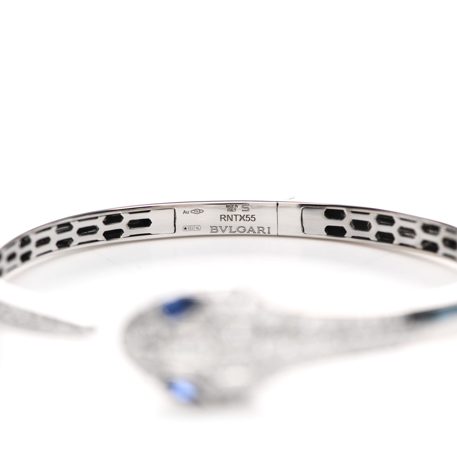 Bulgari 18K White Gold Diamond Blue Sapphire Serpent Bracelet S 10 of 10