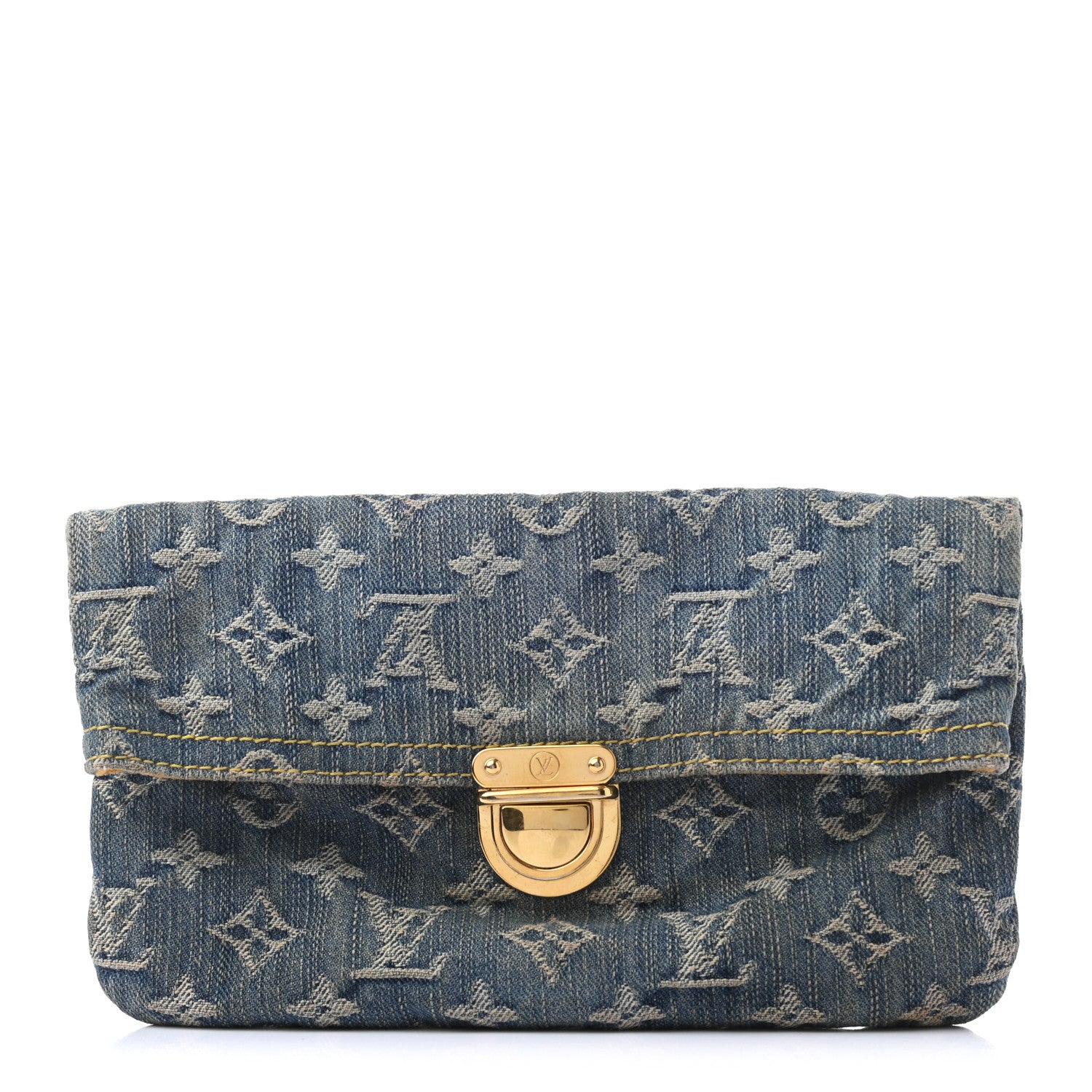 Louis Vuitton Monogram Denim Pochette Plat Clutch Blue 1 of 10