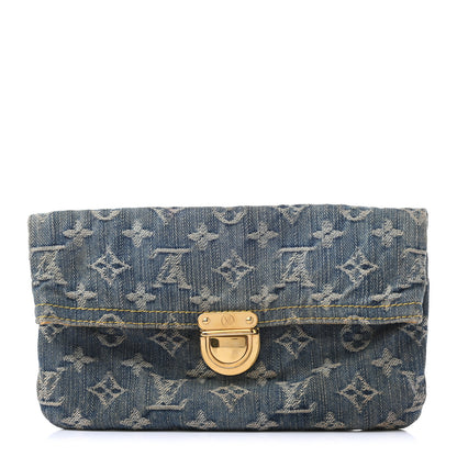 Louis Vuitton Monogram Denim Pochette Plat Clutch Blue 1 of 10