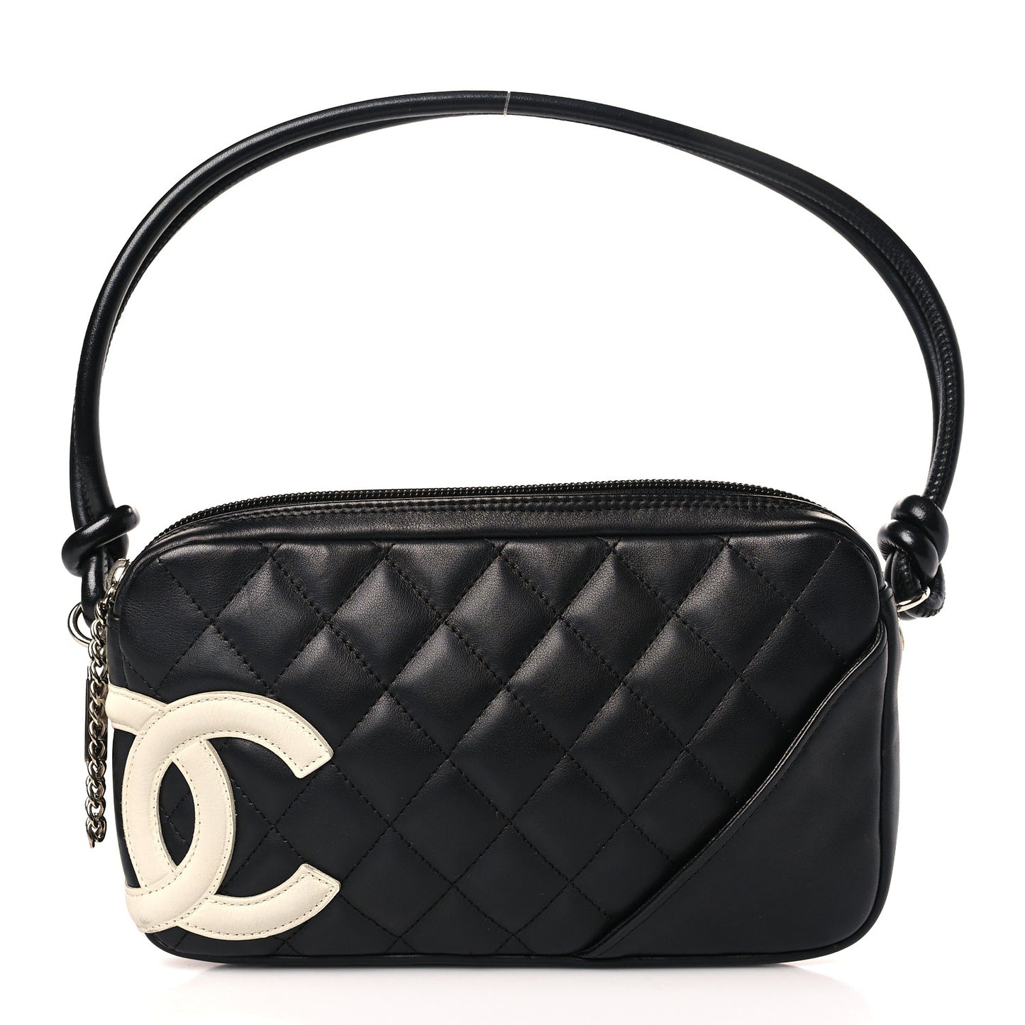 Calfskin Quilted Cambon Pochette Black White