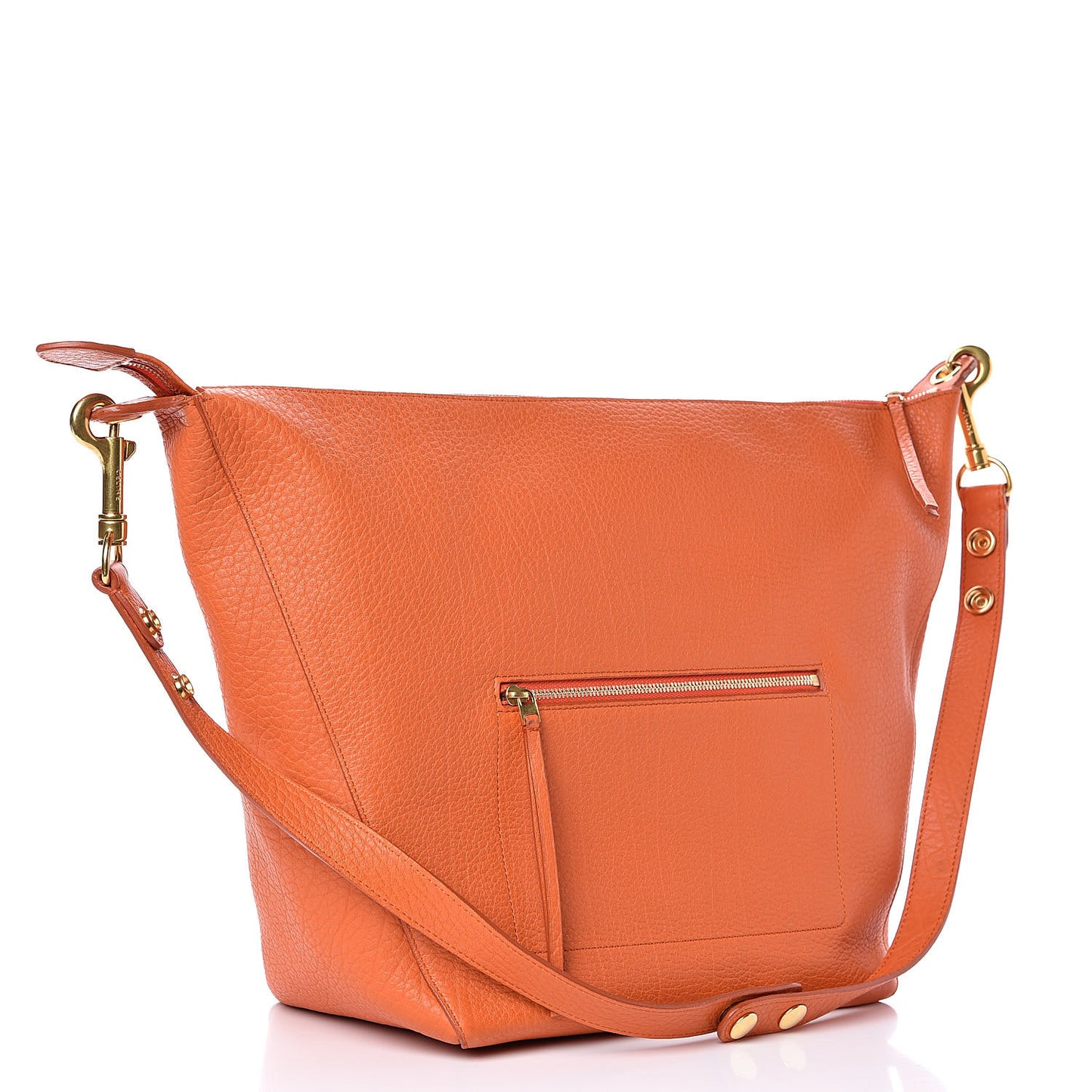 Crisp Calfskin Medium Zipped Hobo Orange