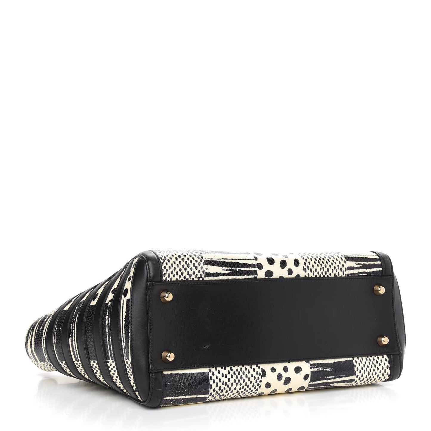 Watersnake Patchwork Farida Bowler Bag White Black