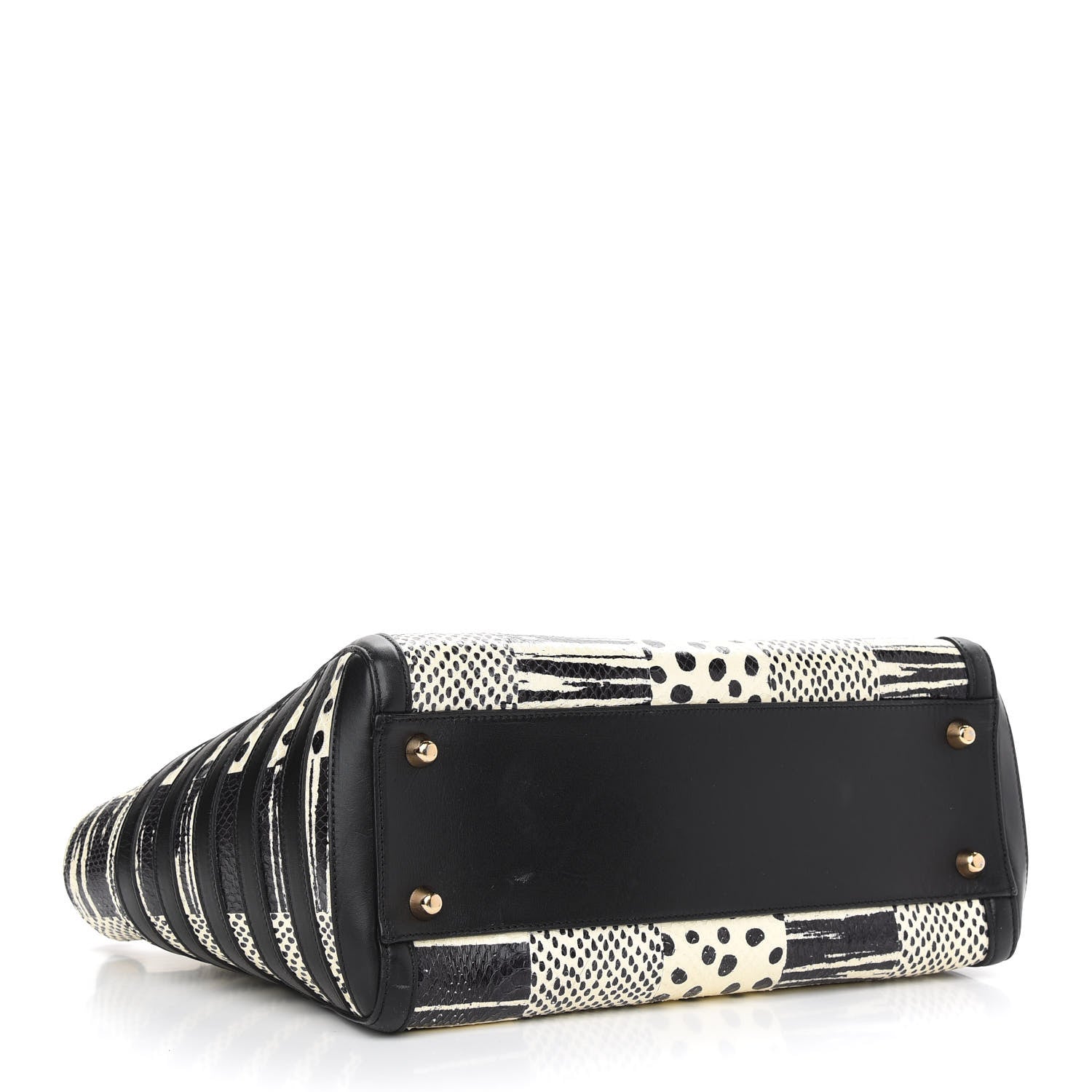Christian Louboutin Watersnake Patchwork Farida Bowler Bag White Black 4 of 8
