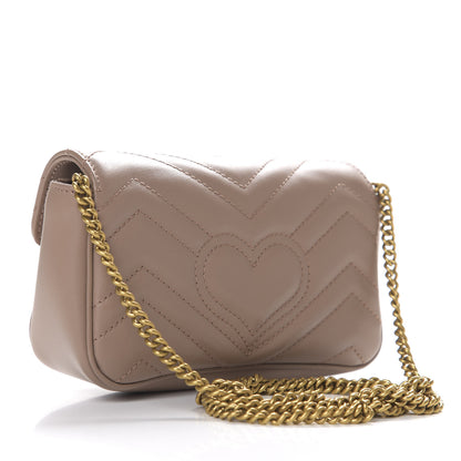 Gucci Calfskin Matelasse Super Mini GG Marmont Shoulder Bag Porcelain Rose 2 of 10