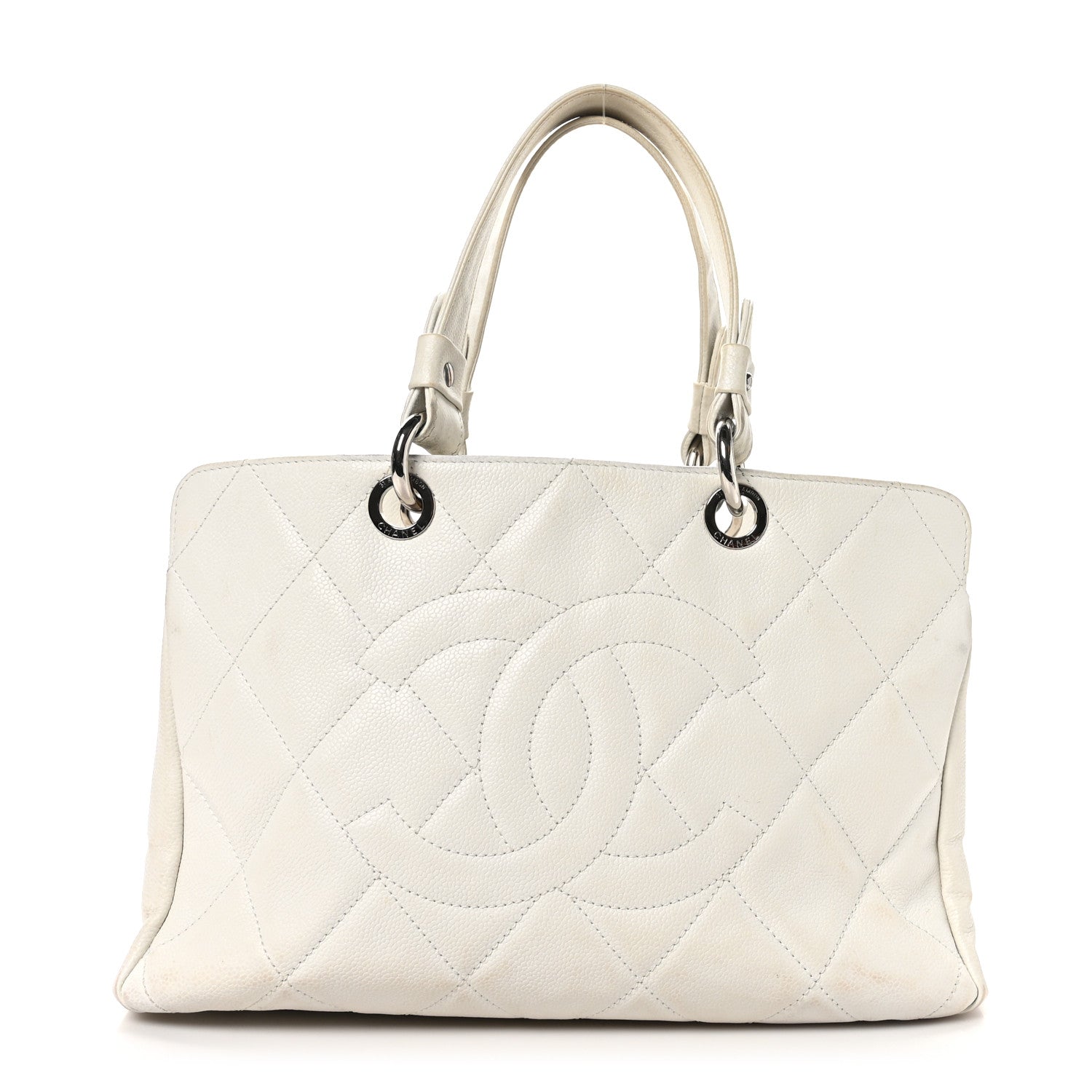 Chanel Soft Caviar Quilted CC Timeless Tote White 1 of 12