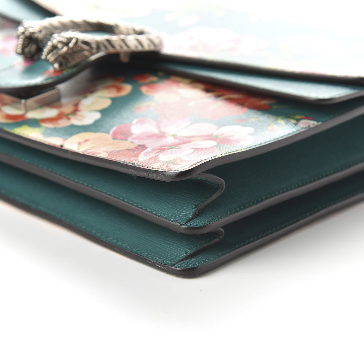 Calfskin Blooms Print Medium Dionysus Shoulder Bag Bright Emerald Multicolor