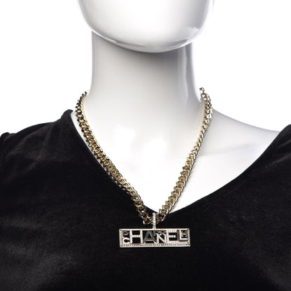 Chanel x Pharrell Williams Crystal Logo Necklace Gold 2 of 7