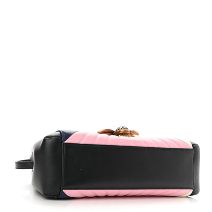 Gucci Calfskin Bamboo Trapuntata Queen Margaret Top Handle Bag Blue Agata Hibiscus Red Mystic White Sugar Pink 4 of 10