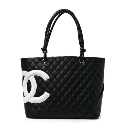 Chanel Calfskin Quilted Large Cambon Tote Black White 1 of 8