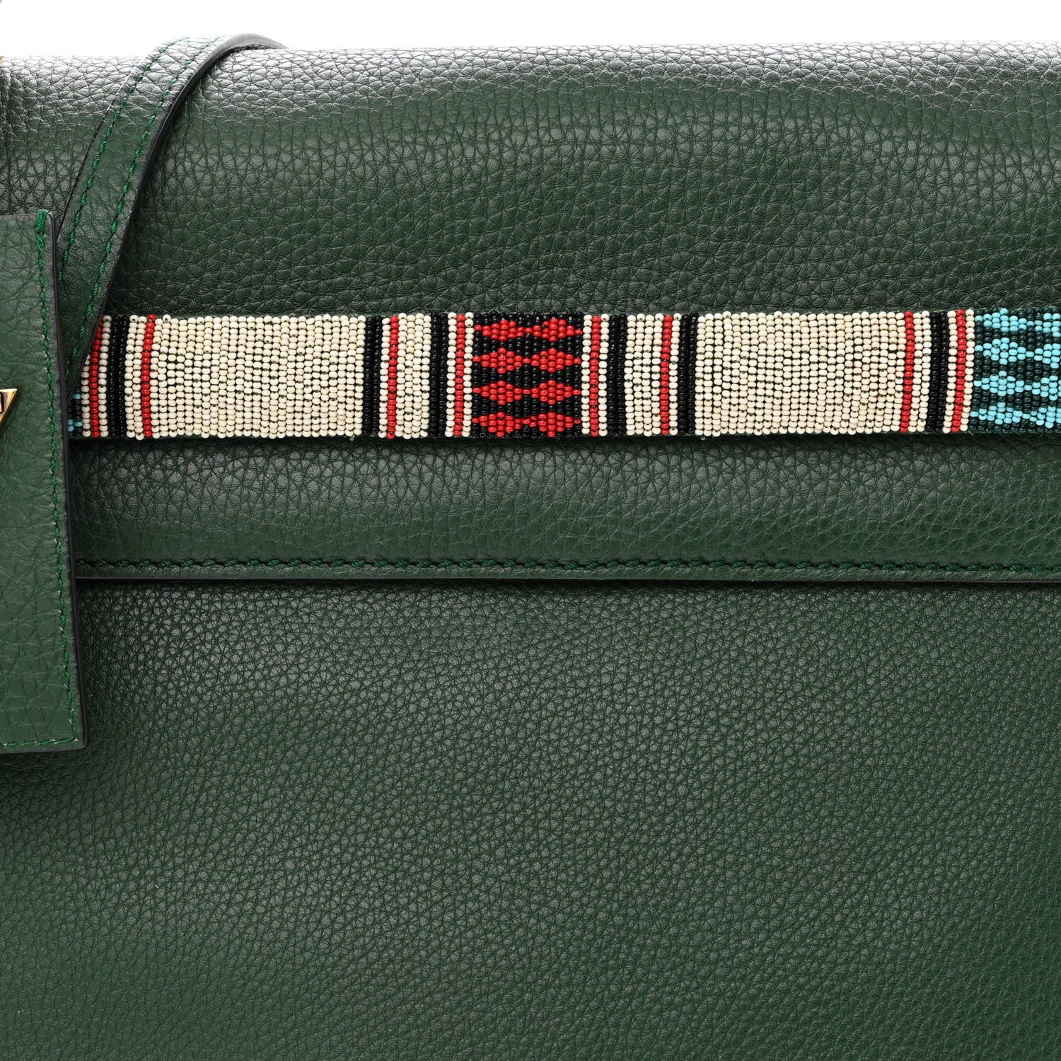 Valentino Garavani Pebbled Calfskin Beaded Medium My Rockstud Frame Bag Green 7 of 10