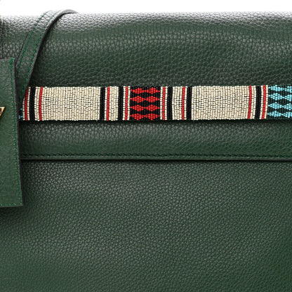 Valentino Garavani Pebbled Calfskin Beaded Medium My Rockstud Frame Bag Green 7 of 10