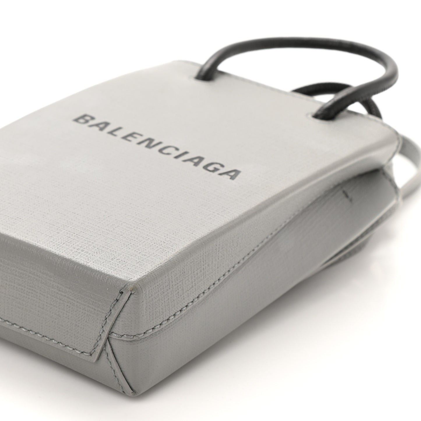 Squared Calfskin Logo Shopping Phone Holder Bag Balenciaga Grey