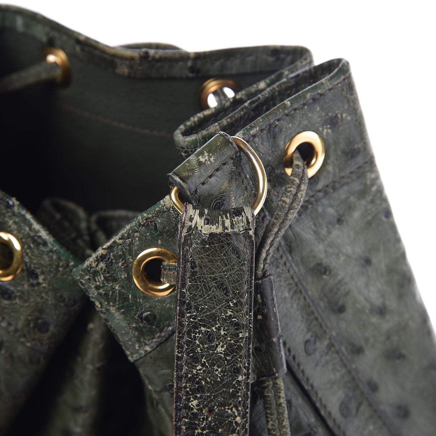 Ostrich Market Drawstring Bag 28 Vert Olive